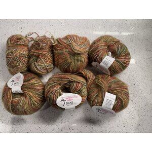 Trendsetter DUNE Yarn Mohair Acrylic Nylon Set of 7 Color 80 Italy Red Green